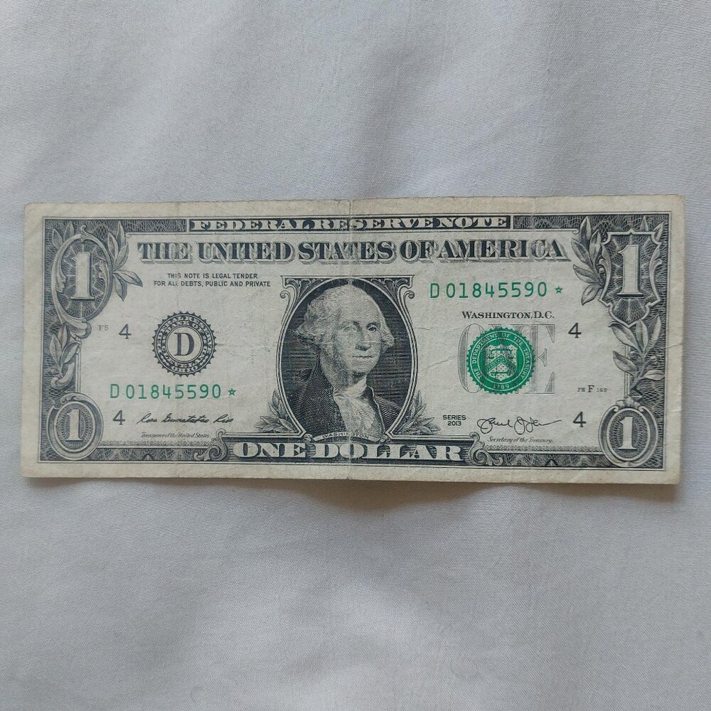 $1 dollar bill with star note